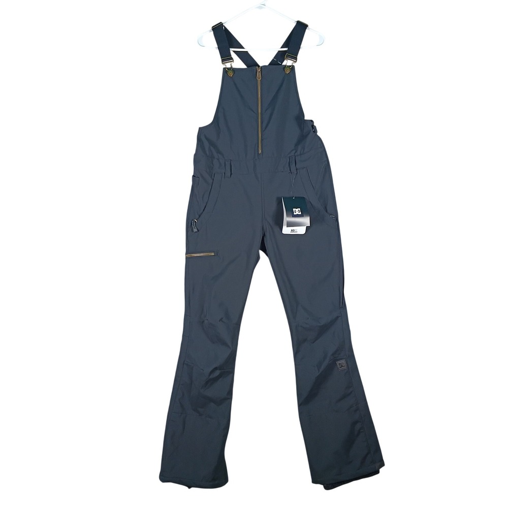 DC Snowboard Bib Pants Women Size M Black Collective 10K Waterproof Overalls